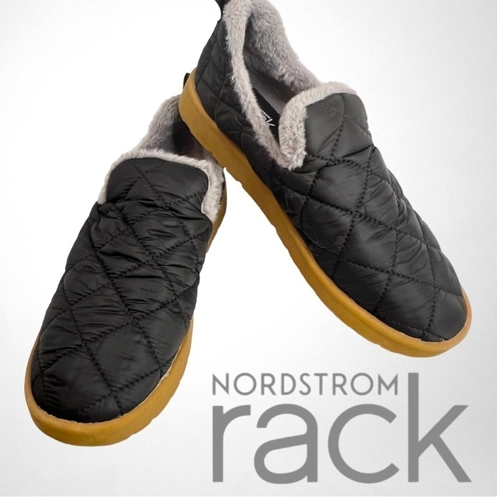 Nordstrom Rack Quilted Black Slippers